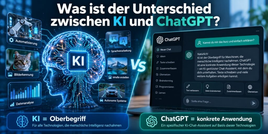 Was ist der Unterschied zwischen KI und ChatGPT